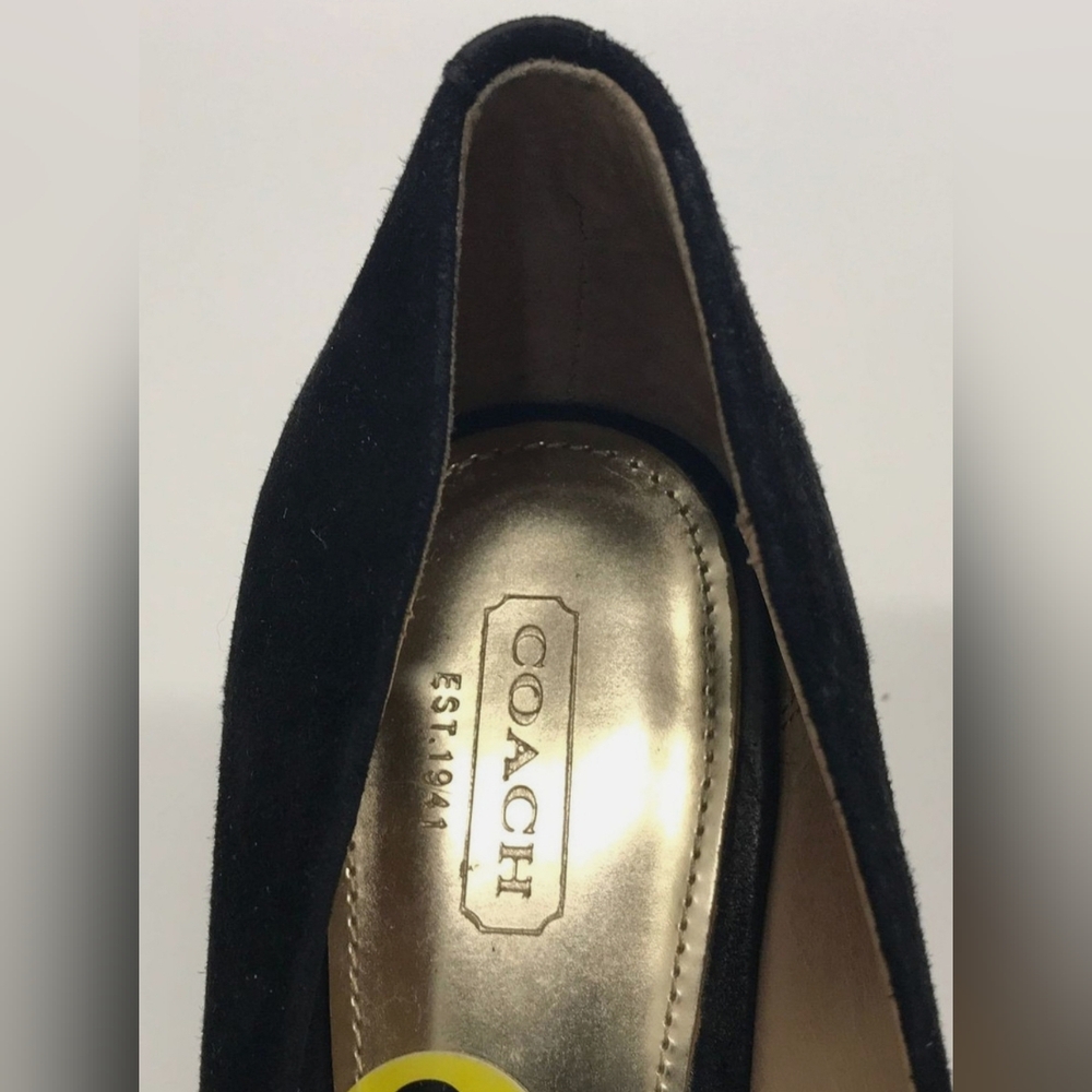 Coach Designer Zoee Suede Black ANIMAL Print Pump Heels Size 9B - Picture 8 of 9